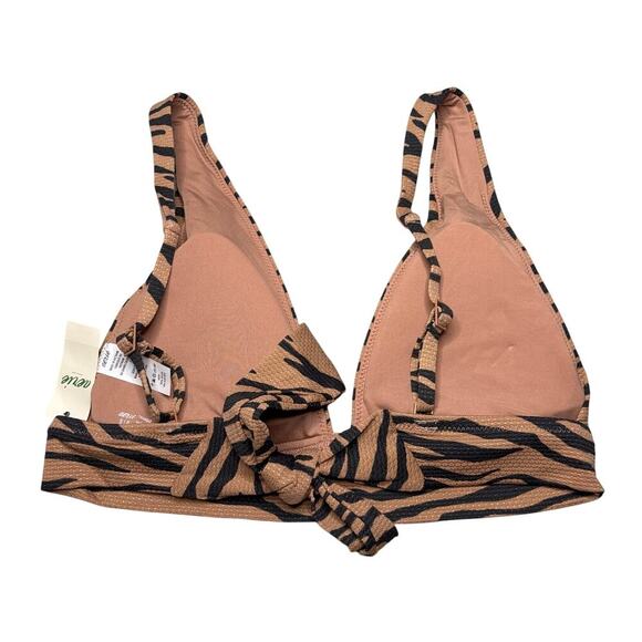 NWT Aerie Tiger Stripe V-Neck Bikini Top S – Textured Animal Print Swim - Picture 4 of 7